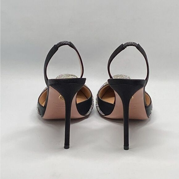 Aquazzura Gatsby Crystal-Embellished Satin Pumps size 38.5 - Picture 9 of 13